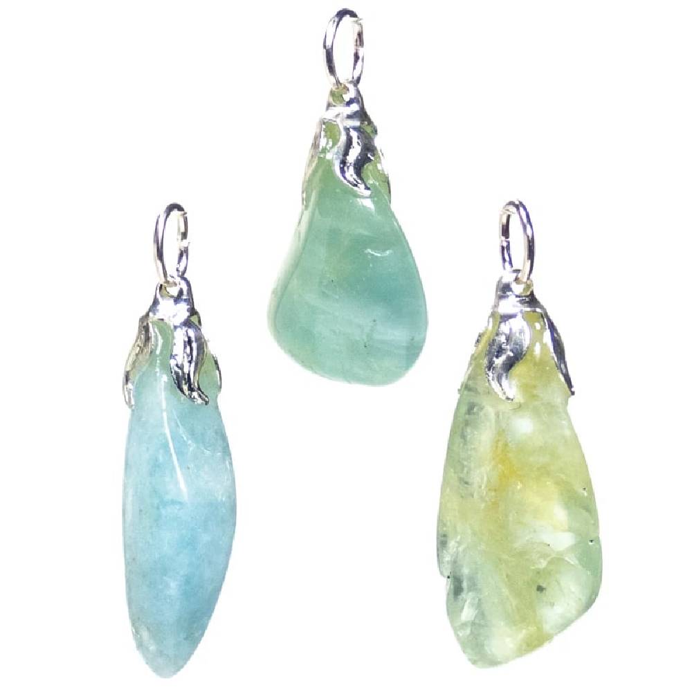 Gemstone pendant Aquamarine with metal eyelet 1.5cm - 3cm 