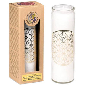 Scented stearin candle Flower of Life white 21x6.5cm