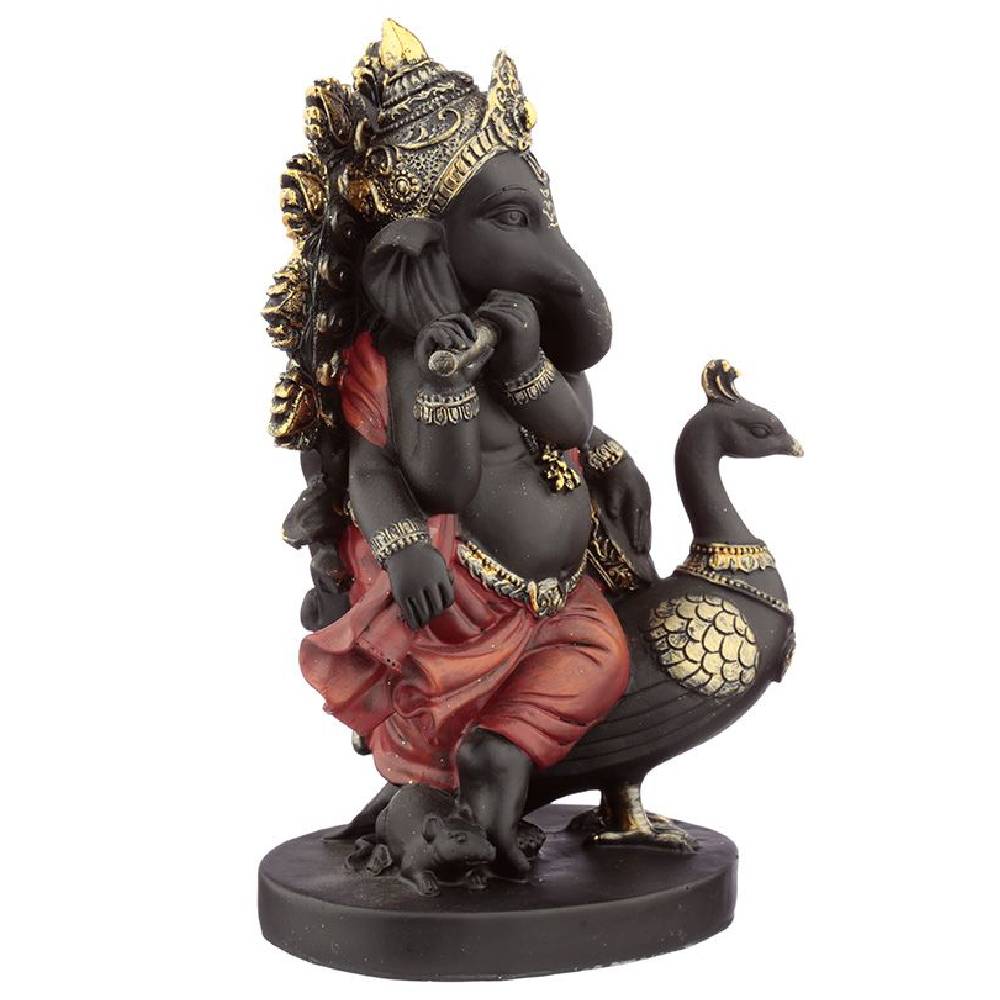 Statuja / Dēva Murti Ganeša / Ganesh with Pipe and Peacock 20.5cm