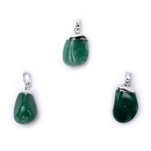Green aventurine gemstone pendant pin drilled cap 1.5cm - 2.5cm 