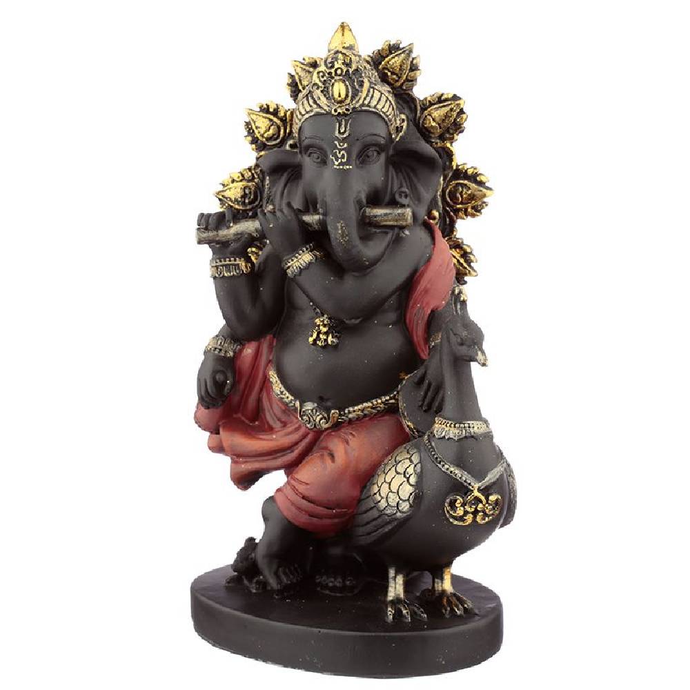 Statuja / Dēva Murti Ganeša / Ganesh with Pipe and Peacock 20.5cm