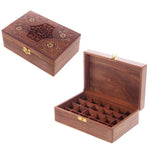 Ielādēt attēlu galerijas skatītājā, Koka kastīte ēterisko eļļu uzglabāšanai Sheesham Wood Essential Oil Box - Oriental
