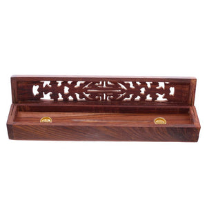 Sheesham Wood Carved Ashcatcher Incense Sticks & Cones Burner Box