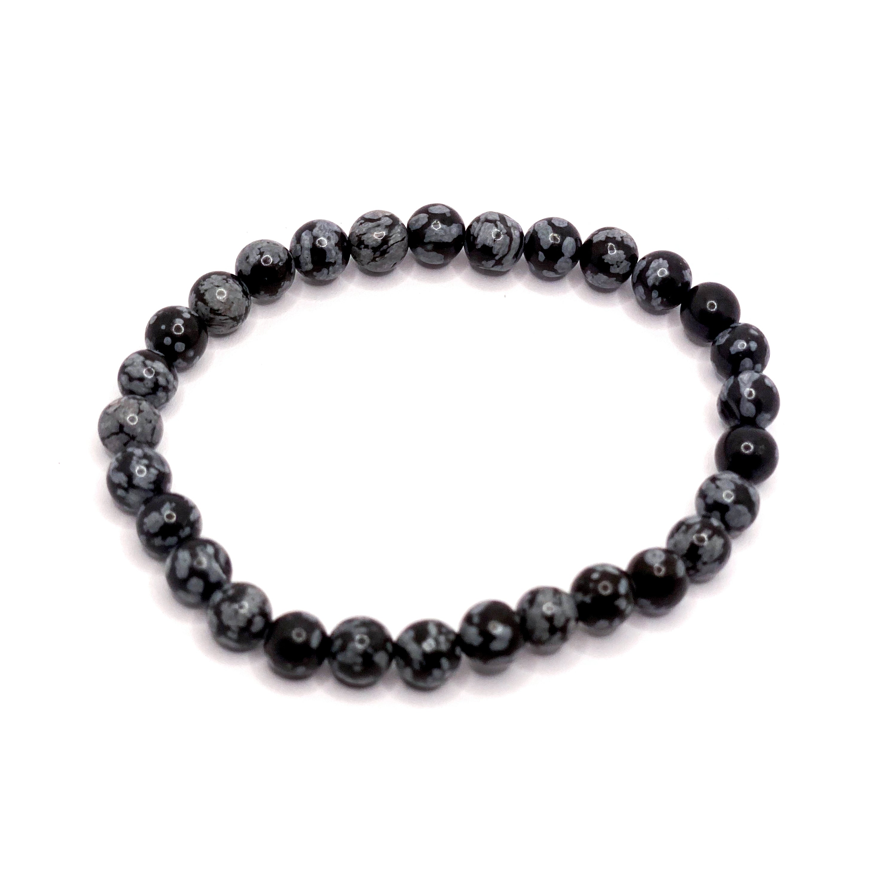 Rokassprādze Obsidiāns / Sniegpārslu Obsidiāns ASV / Snowflake Obsidian 6mm