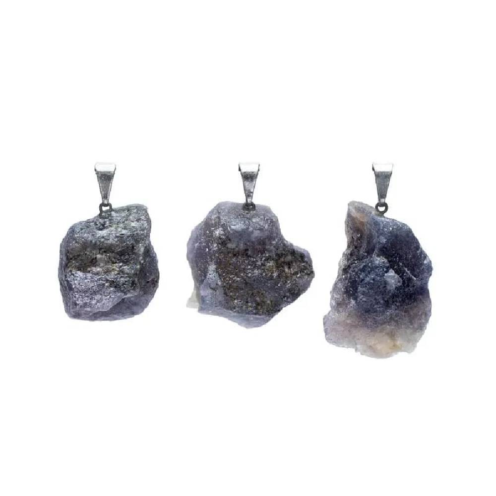 Iolite (water sapphire) rough gemstone pendant 2.5cm - 3cm
