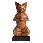 Load image into Gallery viewer, Handcarved Yoga Cat - One Leg 31x13.5x6cm
