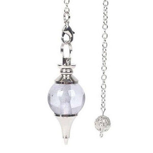 Pendulum polished Rock Crystal & metal 3.5cm x 1.7cm
