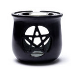 Load image into Gallery viewer, Incense burner Pentacle soapstone black 8.5x9cm
