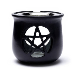Incense burner Pentacle soapstone black 8.5x9cm