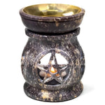 Load image into Gallery viewer, Oil burner Pentacle soapstone 11cm
 

