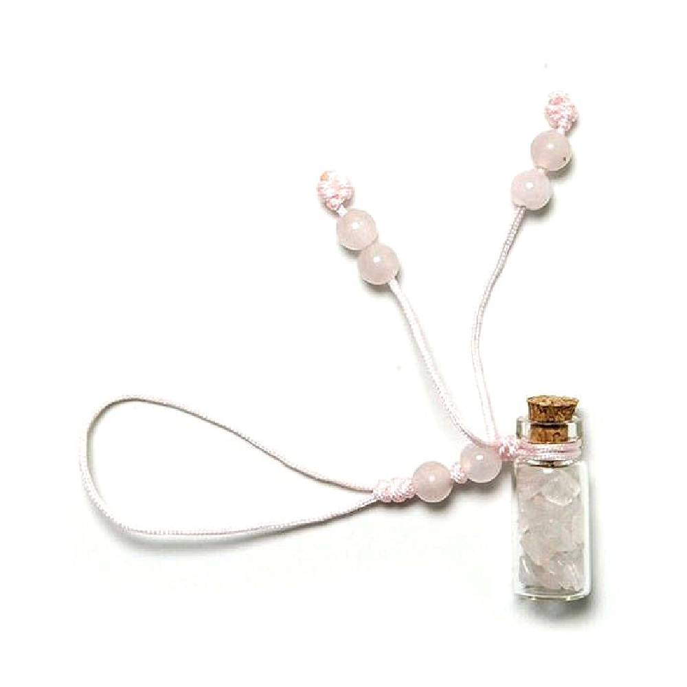 Stikla Pudelīte Rozā Kvarcs / Rose Quartz Wishing Bottle 3cm