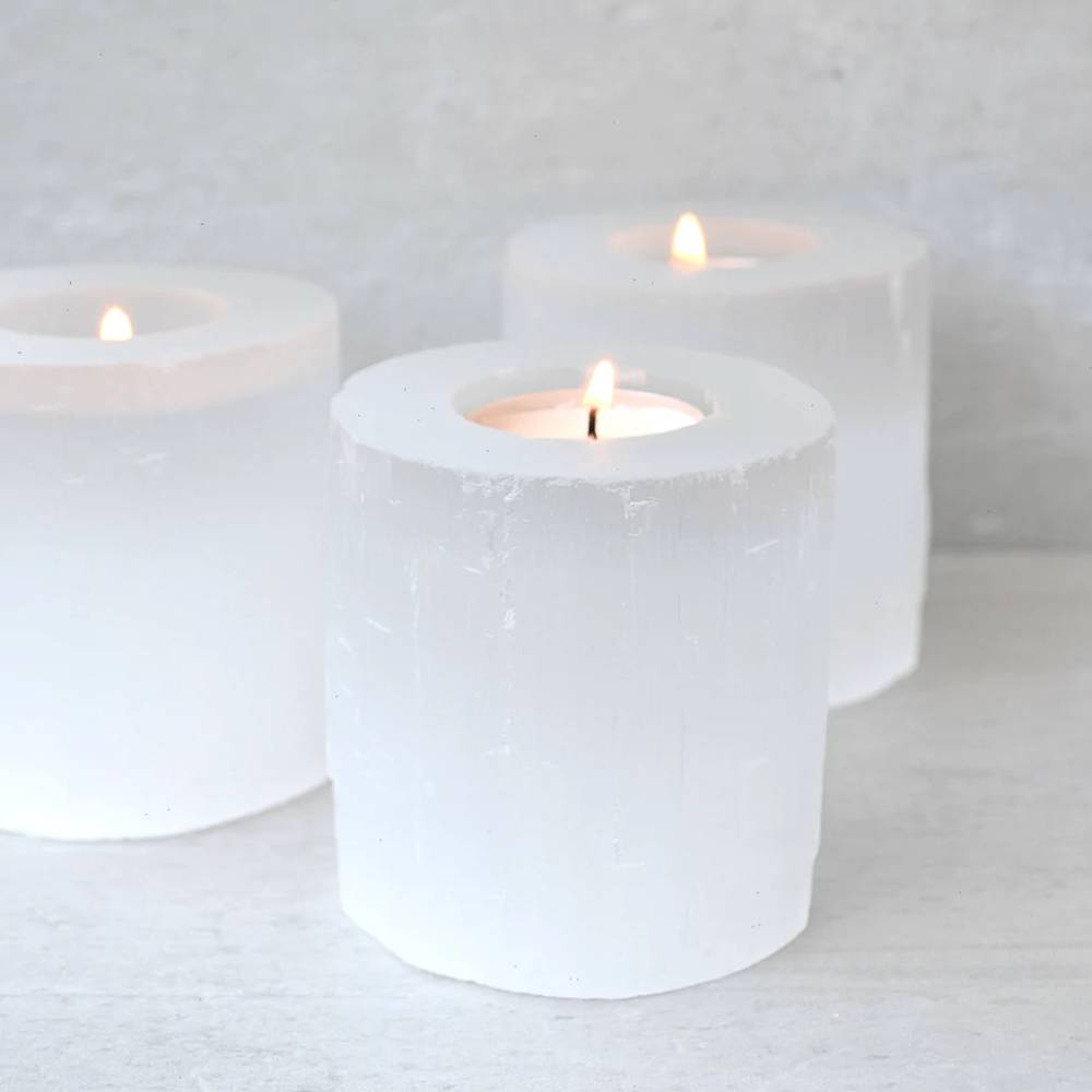 Svečturis Selenīts / Selenite Cylinder Candle Holder 8cm / 10cm / 15cm / 20cm