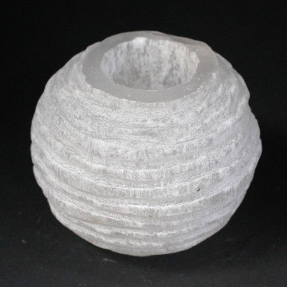 Svečturis Selenīts / Selenite Snowball Candle Holder 8cm