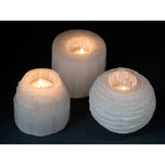 Load image into Gallery viewer, Selenite Snowball Candle Holder 8cm
