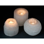 Загрузить изображение в средство просмотра галереи, Svečturis Selenīts / Selenite Snowball Candle Holder 8cm
