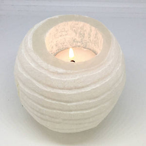 Selenite Snowball Candle Holder 8cm