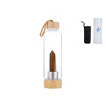 Load image into Gallery viewer, Glass Water Bottle with Raw Crystals

