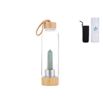 Load image into Gallery viewer, Glass Water Bottle with Raw Crystals
