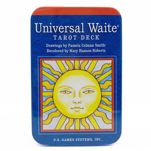 Universal Waite Tarot Deck Tin Box / Taro Kārtis Metāla Kastītē
