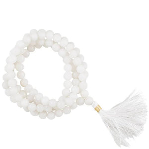 Mala White Agate AA Quality 108 beads 35cm