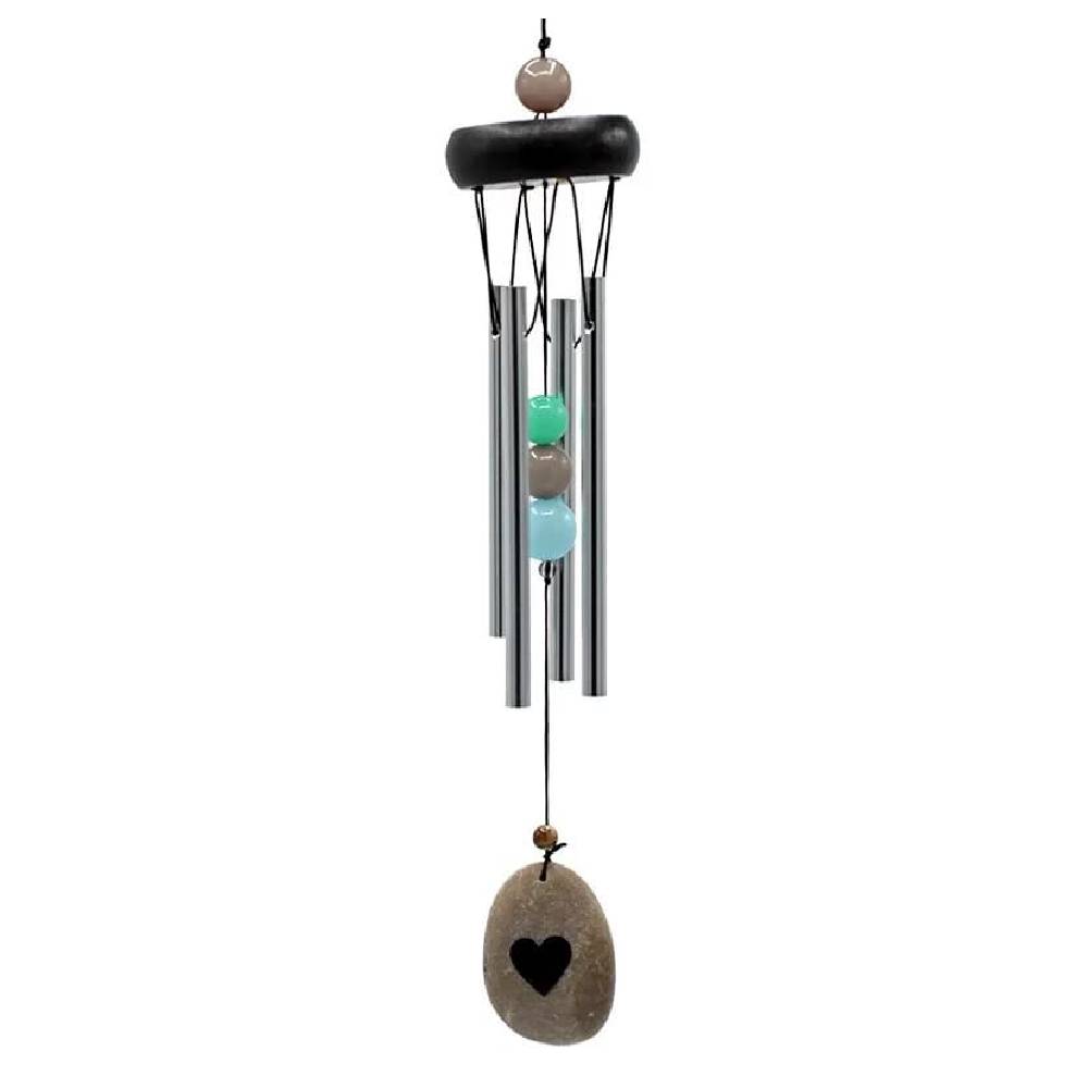 Vēja Zvani 4 Chimes Metal & Wood with Heart 35cm
