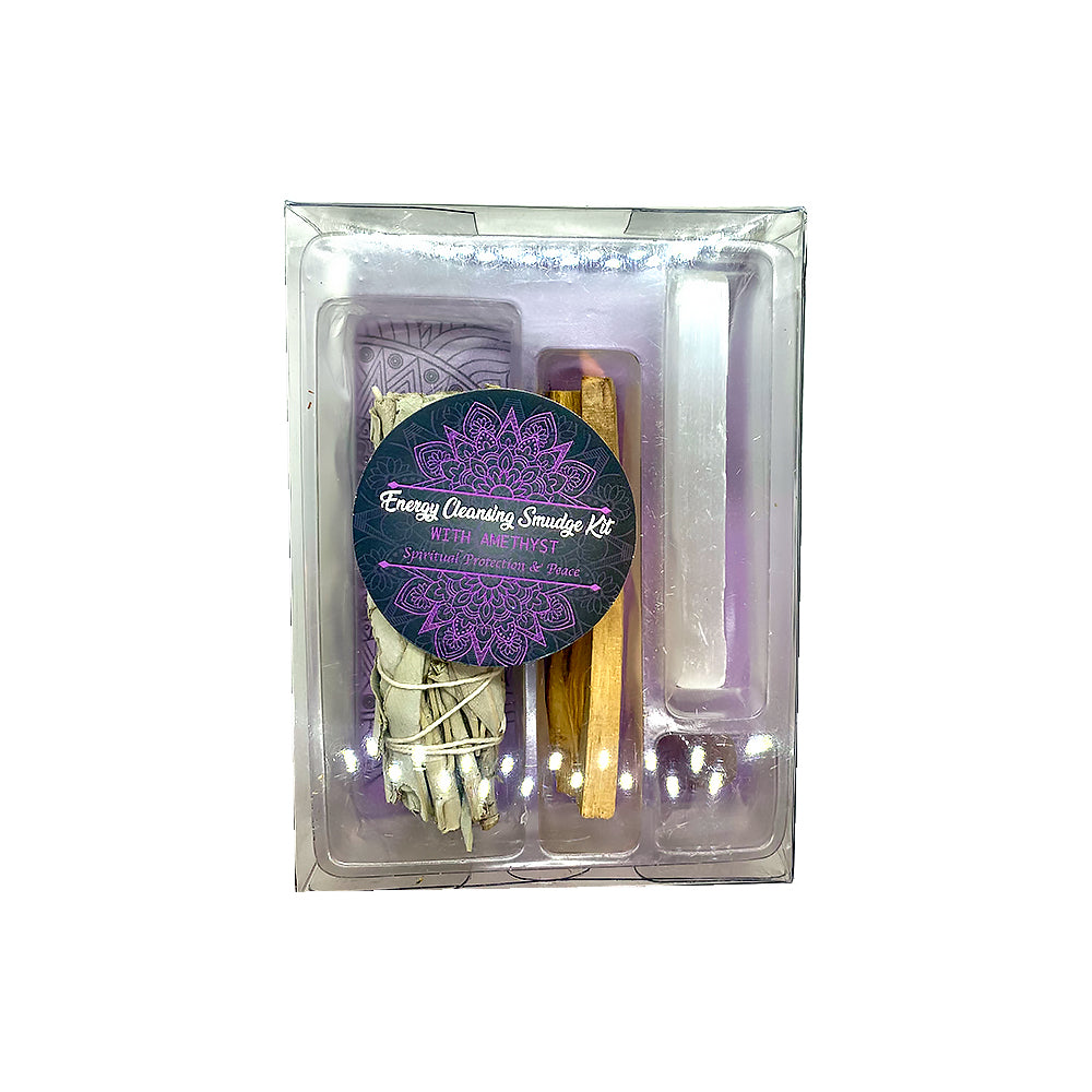 Energy Cleansing Gift Set - White Sage, Palo Santo Tree, Selenite and Crystal