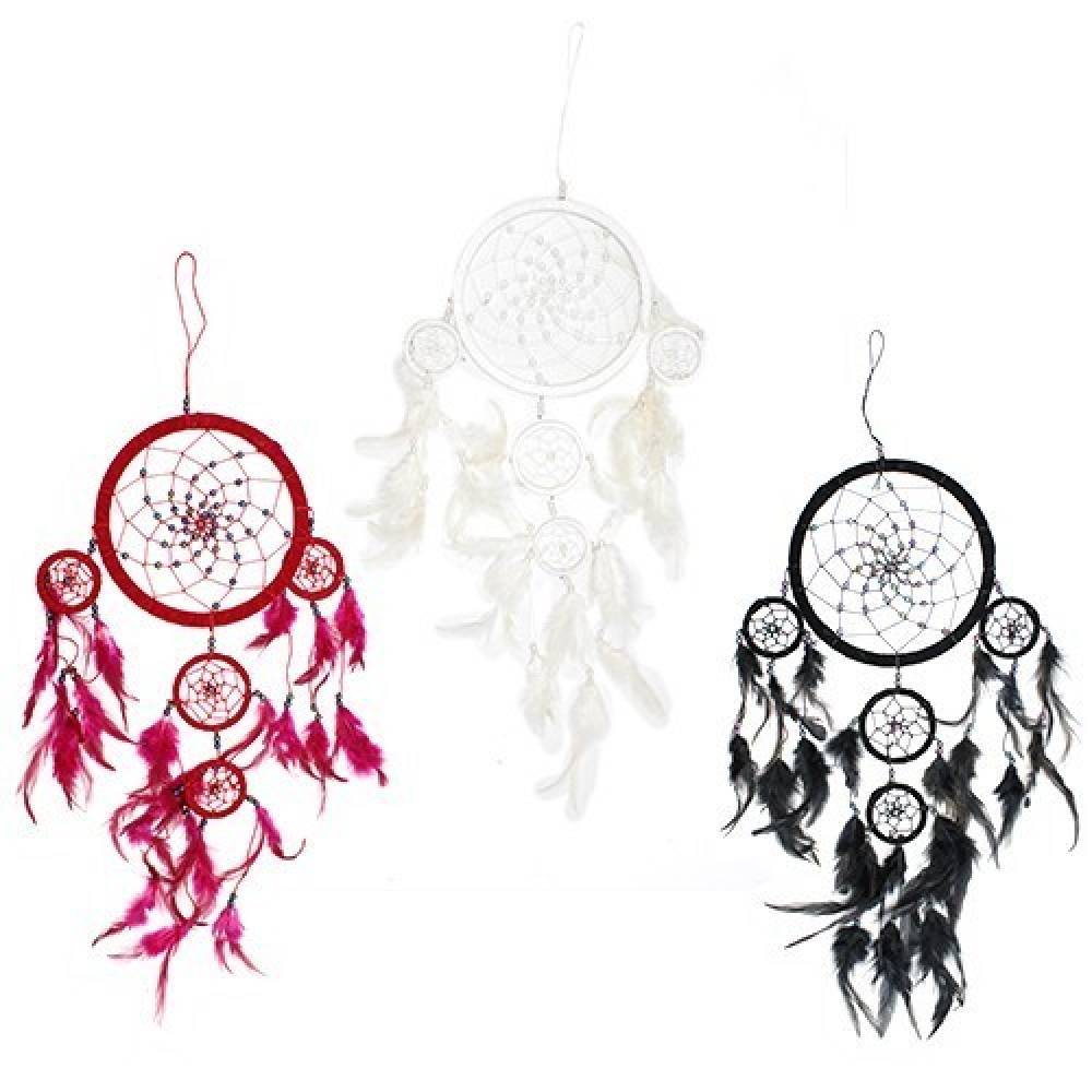 Sapņu Ķērājs Bali Dreamcatcher Baltā / Melnā / Sarkanā Krāsa Ø17cm
