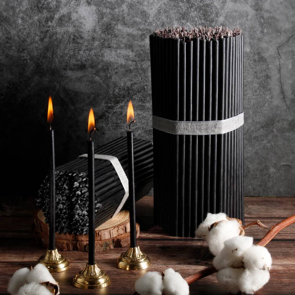 Black Beeswax Church Candles N60 - 80 minutes, 6.6x205mm
