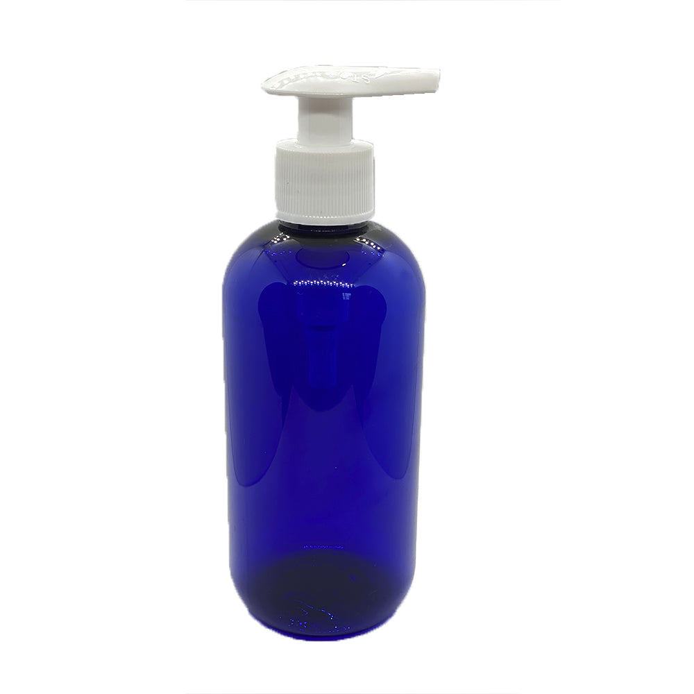 Blue plastic bottle with a pump 250ml