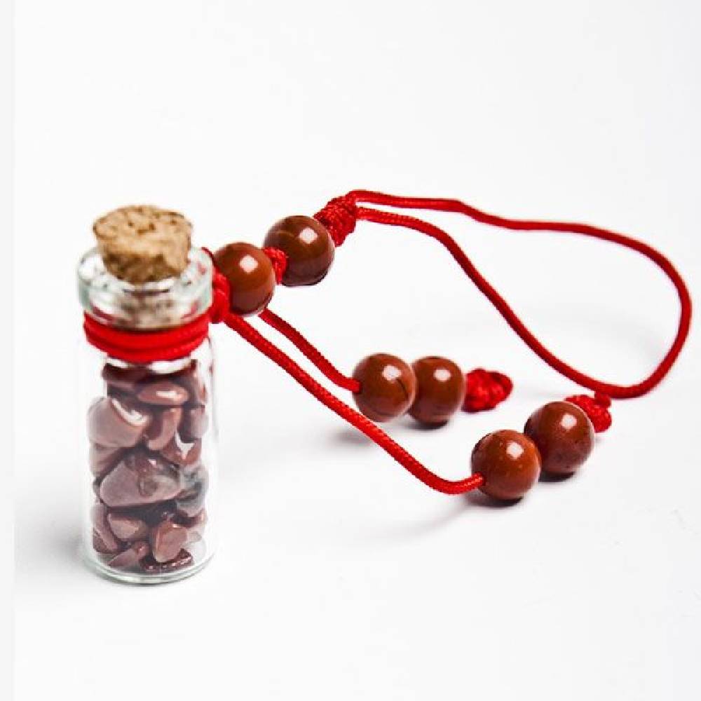 Stikla Pudelīte Sarkanā Jašma / Red Jasper Wishing Bottle 3cm