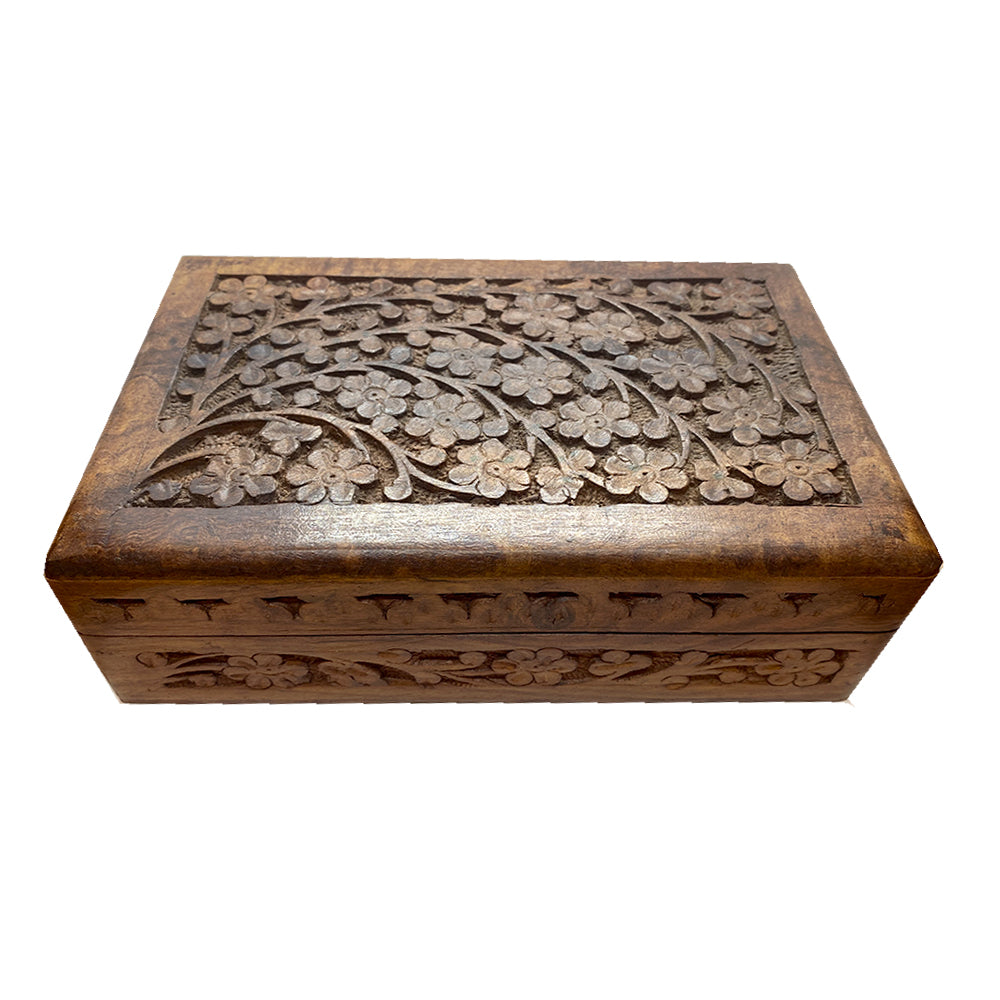 Wooden Storage Box Carved Antique