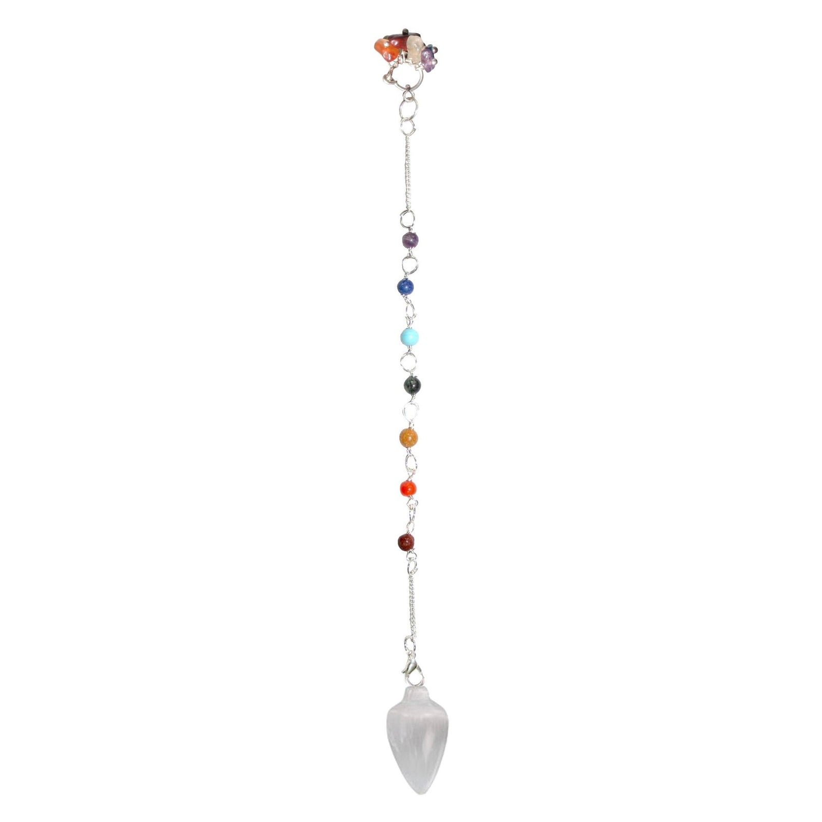 Pendulum selenite drop shaped + chakra chain
