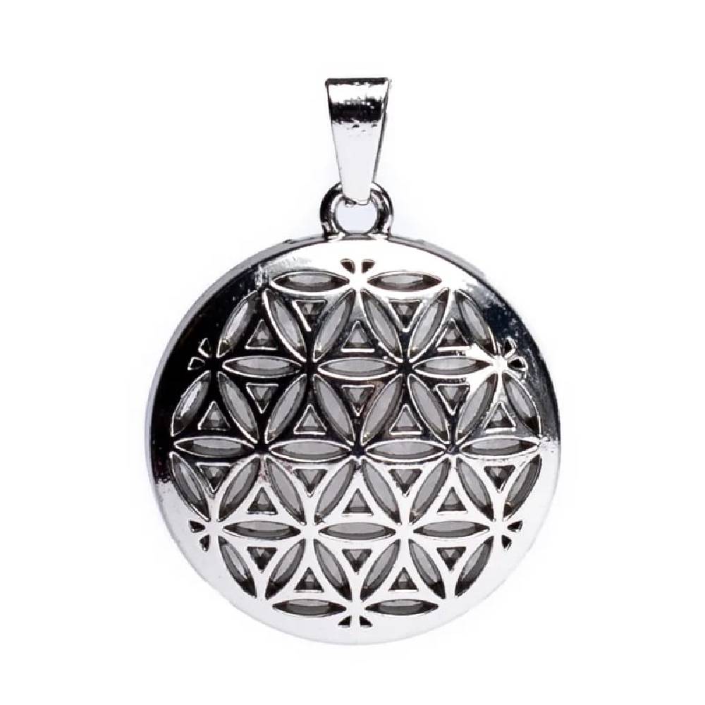 Flower of life pendant with rock crystal 3cm