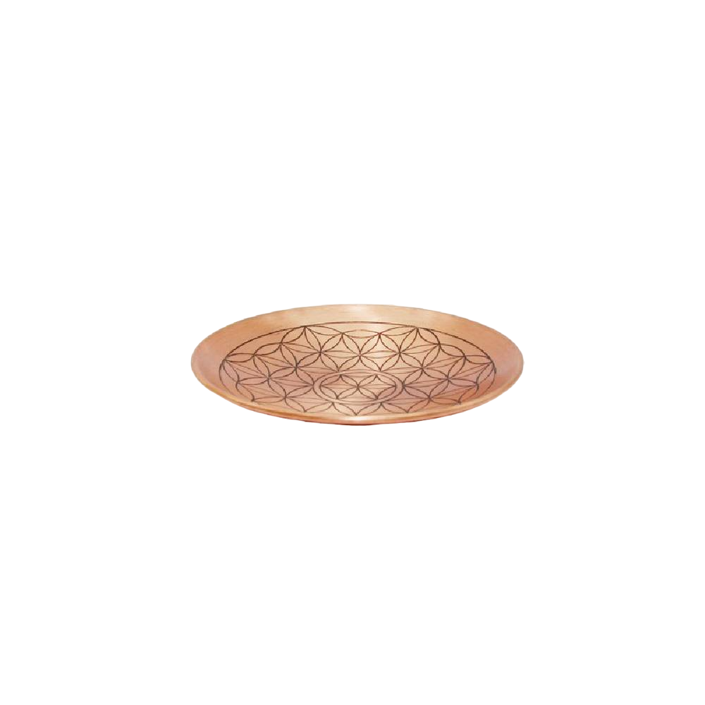 Copper plate with flower of life design 15cm
 