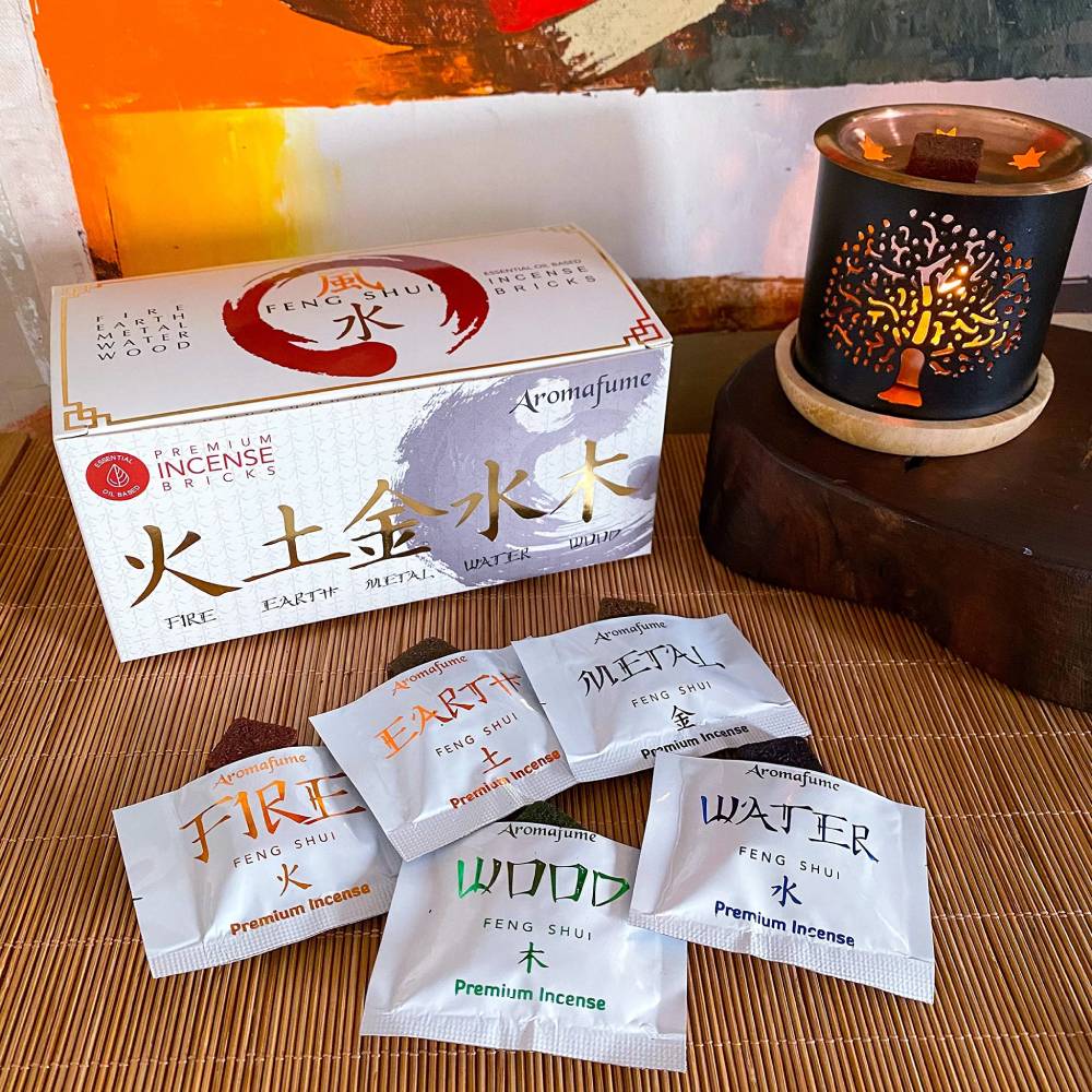 Komplekts Aroma Difuzors Tree of Life un 15 Aromātiskās Briķetes Feng Shui - Earth, Fire, Metal, Water & Wood