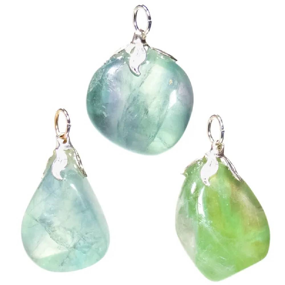 Kulons Fluorīts / Zaļais Fluorīts Ķīna / Green Fluorite with metal eyelet 1.5cm - 3cm