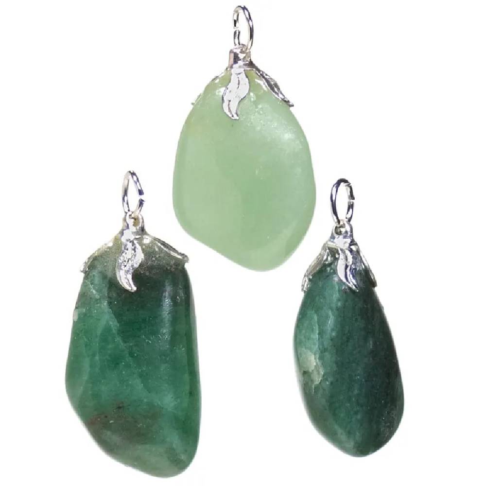 Kulons Aventurīns / Zaļais Aventurīns Brazīlija / Green Aventurine with metal eyelet 1.5cm - 3cm