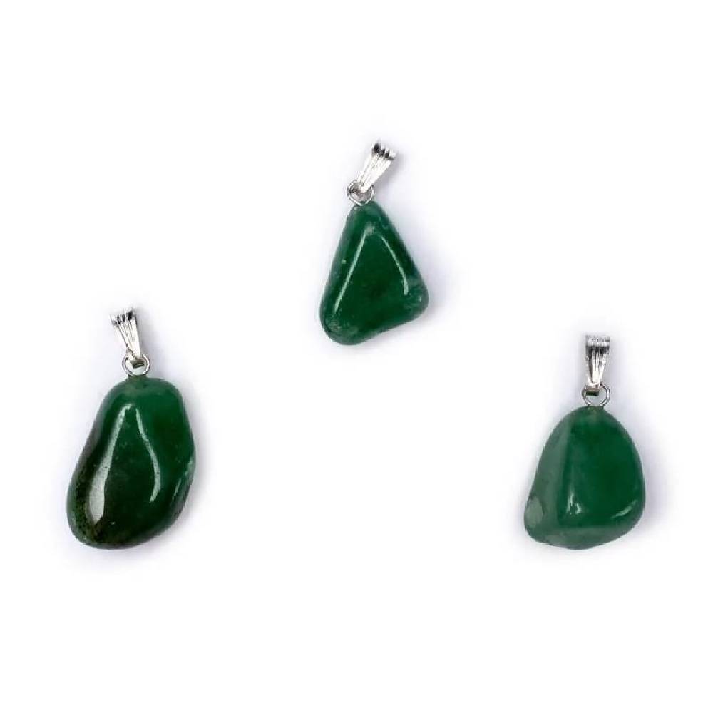 Green aventurine gemstone pendant pin drilled 15-30mm - 1gab