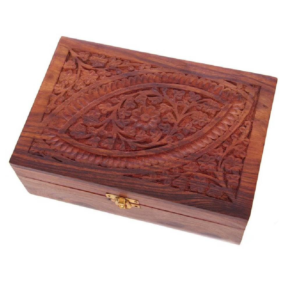 Koka kastīte ēterisko eļļu uzglabāšanai Sheesham Wood Essential Oil Box - Flower