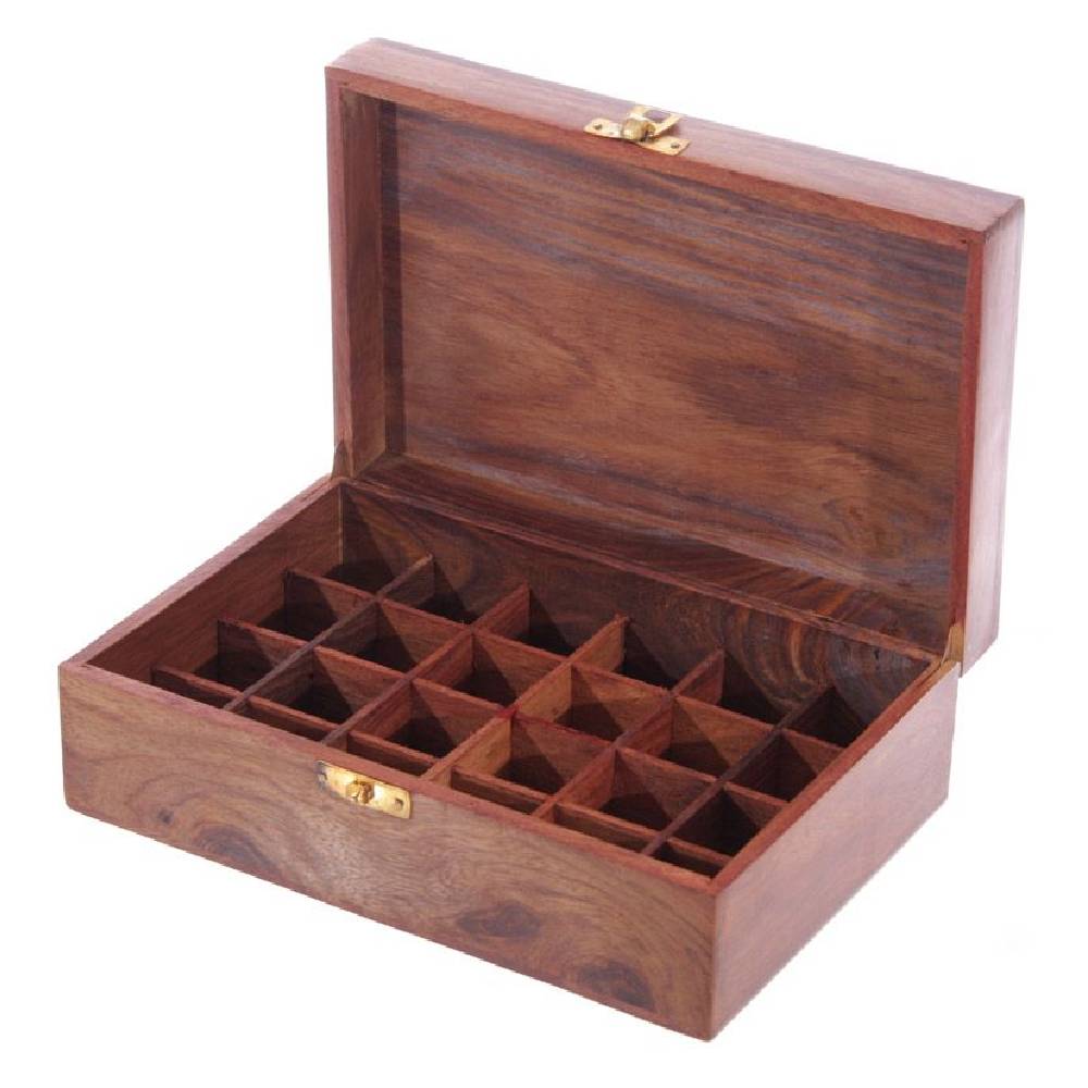 Koka kastīte ēterisko eļļu uzglabāšanai Sheesham Wood Essential Oil Box - Flower