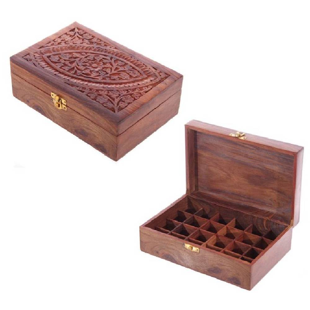 Koka kastīte ēterisko eļļu uzglabāšanai Sheesham Wood Essential Oil Box - Flower