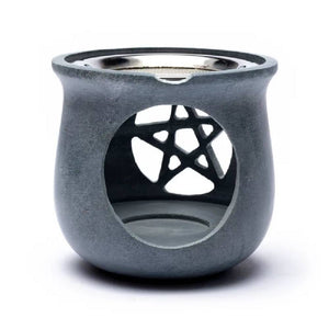 Incense burner Pentacle soapstone grey with sieve 8.5x9cm
