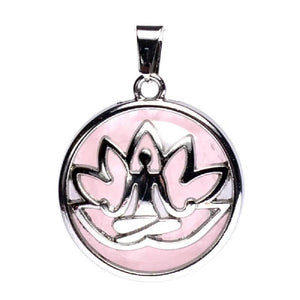 Meditation lotus pendant with rose quartz 3cm