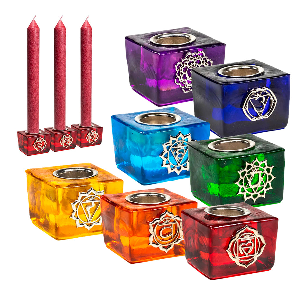 Aromātiskās Sveces un Svečturi 7 Chakra / Meditācija un Čakru Terapija