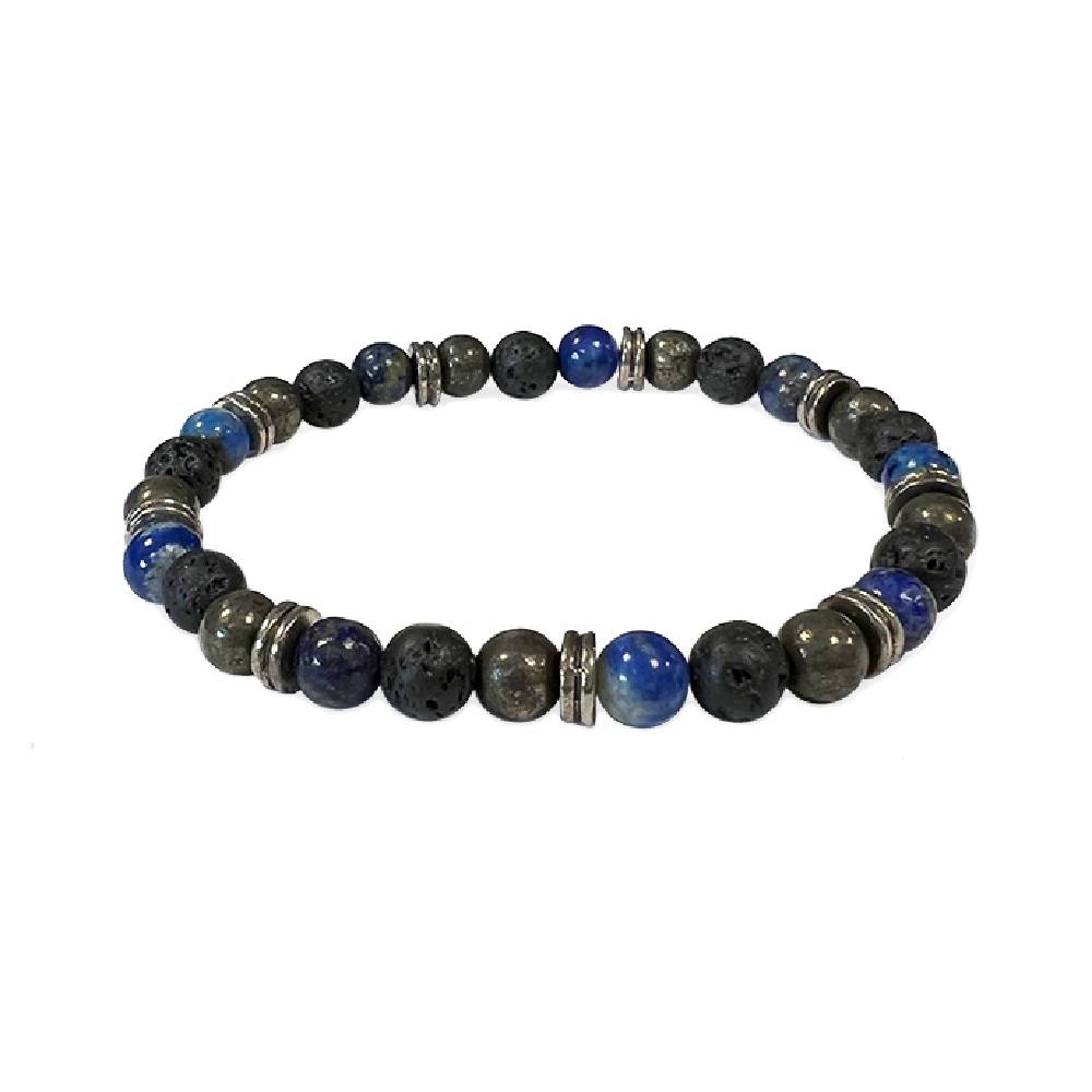 Rokassprādze MIX Lazurīts, Pirīts, Lava / Lapis Lazuli, Pyrite, Lava Stone A 6mm