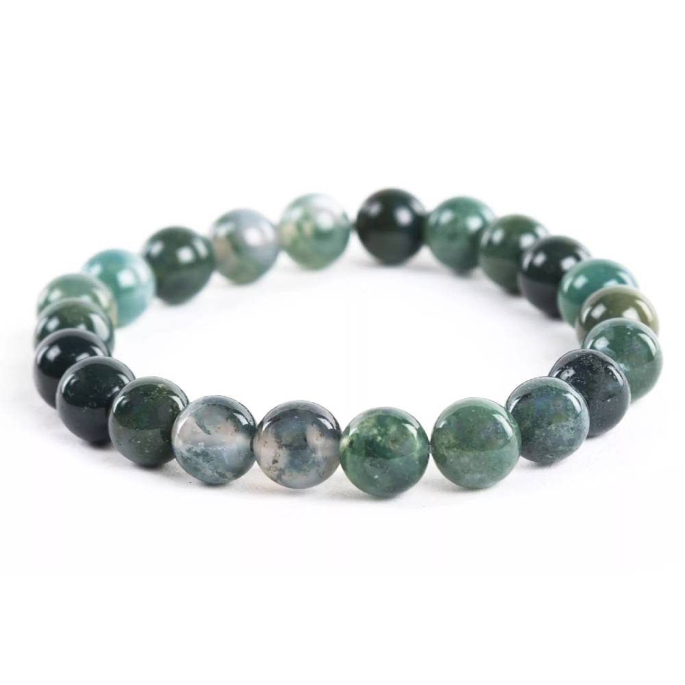 Rokassprādze Ahāts / Sūnu Ahāts Brazīlija / Moss Agate 10mm