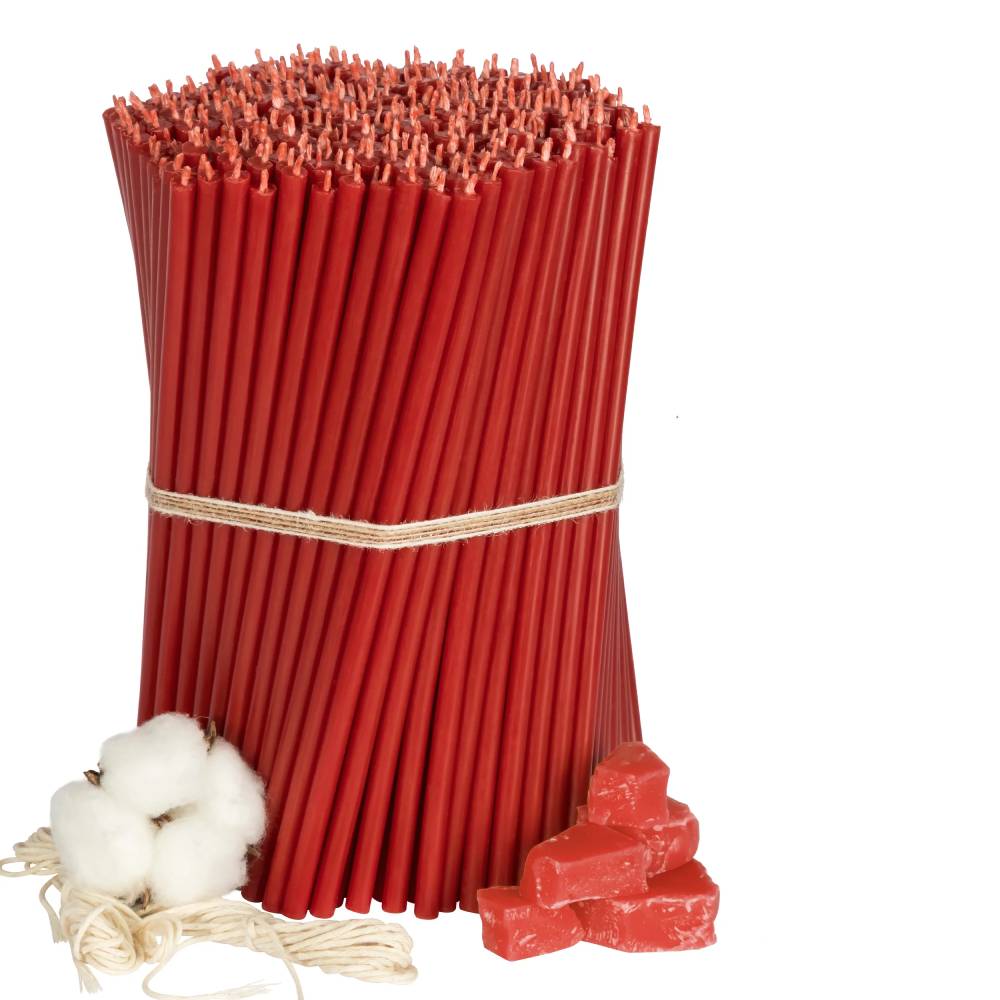 Red Beeswax Church Candles N60 - 80 minutes, 6.6x205mm