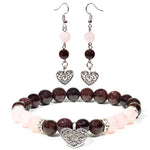 Load image into Gallery viewer, Earrings garnet/rose quartz with heart
