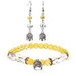 Load image into Gallery viewer, Stone earrings Citrine &amp; Rock Crystal with Buddha
