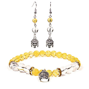 Stone earrings Citrine & Rock Crystal with Buddha